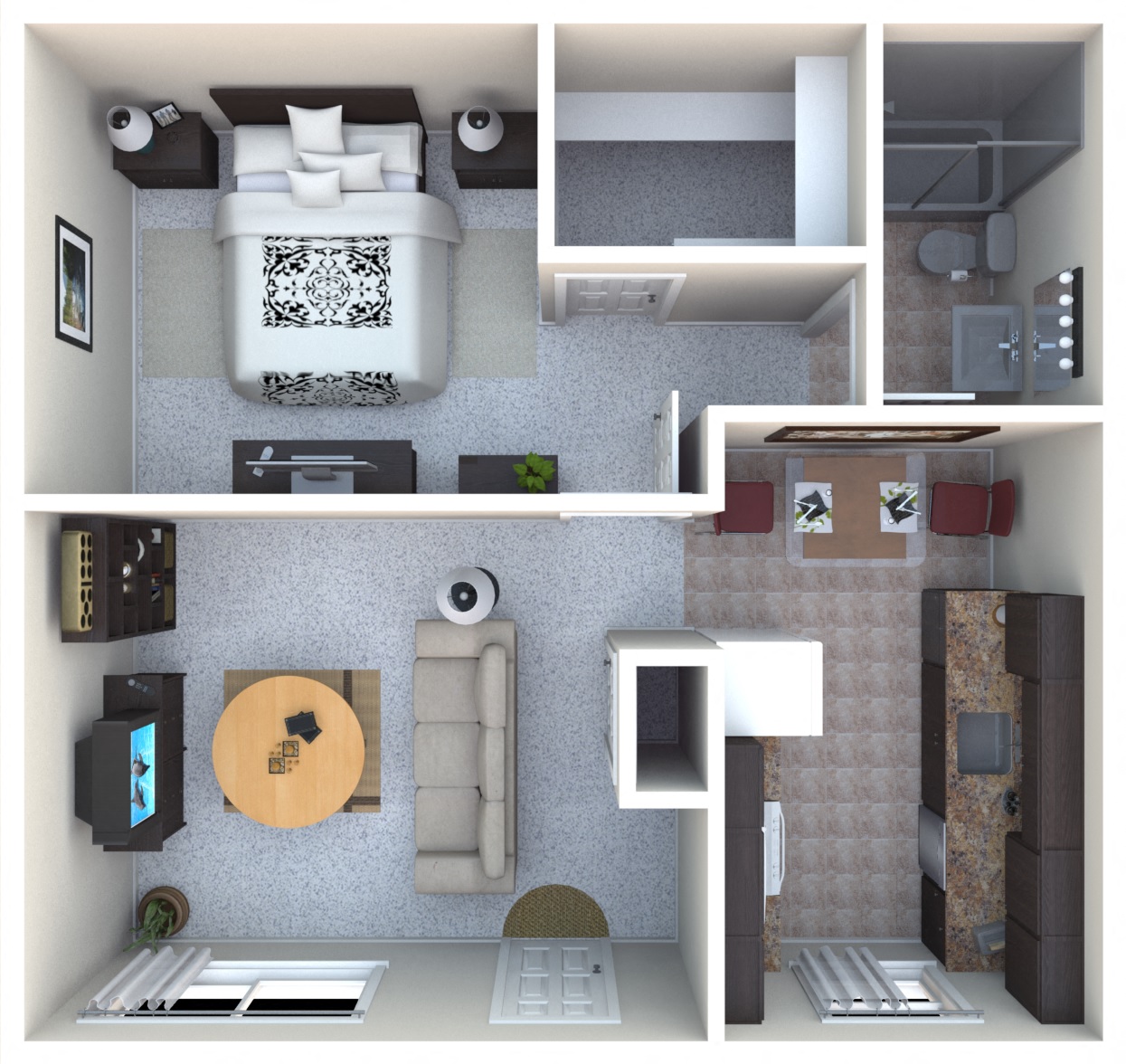 Floor plan for 1 bed, 1 bath, 548 sqft